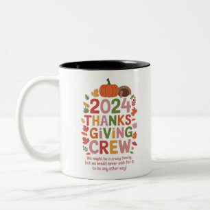 Familien-Erntedankfest 2024 Crew Truthahn passend Zweifarbige Tasse