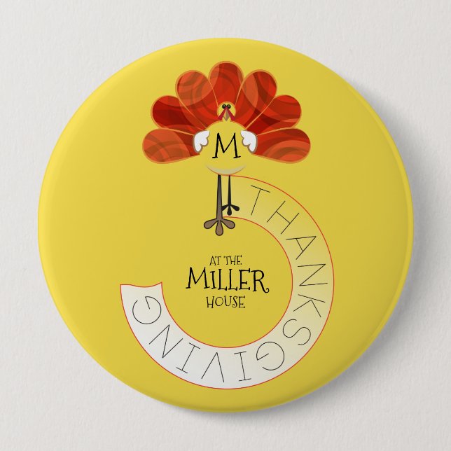 Familien-Erntedankfest-Pute Button (Vorderseite)