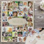 Familien Foto Collage 40 Bilder Dies ist unser Ang Puzzle<br><div class="desc">Benutzerdefiniertes Foto-Puzzle, das Sie mit bis zu 40 verschiedenen Fotos anpassen können. Der Wortlaut ist in knackiger Schriftart-Typografie geschrieben und lautet "This Is Us", die Sie gerne bearbeiten können, wenn Sie möchten. Die Bildvorlage steht Ihnen zur Verfügung, um Ihre Bilder, die von oben nach unten sind, in Reihen von rechts...</div>