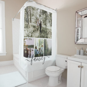 Familien-Foto-Collagen-personalisierte 4 Duschvorhang