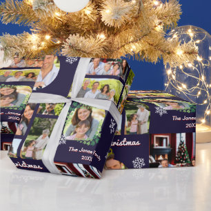 Familien-Foto-Galerie Dunkelblau Weihnachten nach Geschenkpapier