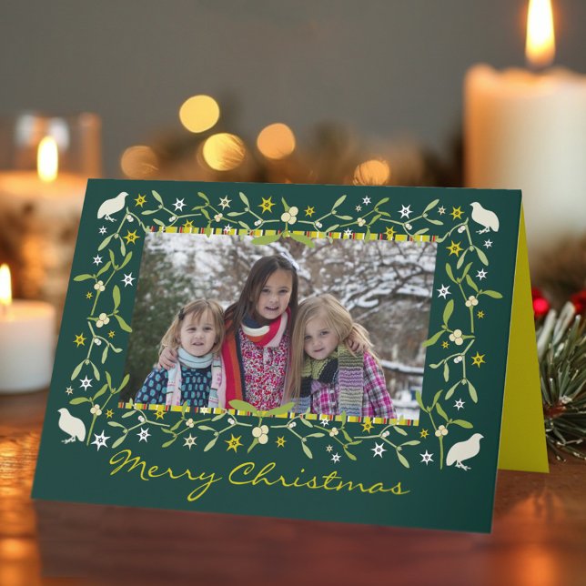 Familien Foto Weihnachten Card mistletostars grün (Von Creator hochgeladen)