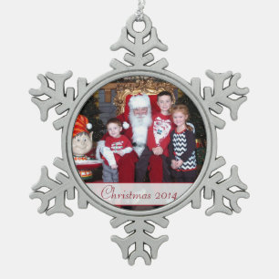 Familien-Foto-Weihnachtsschneeflocke-Verzierung Schneeflocken Zinn-Ornament