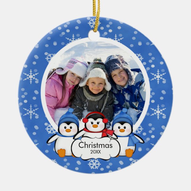 Familien-Foto-Weihnachtsverzierungniedliche Keramik Ornament (Vorne)