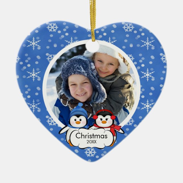 Familien-Foto-Weihnachtsverzierungniedliche Keramikornament (Vorne)