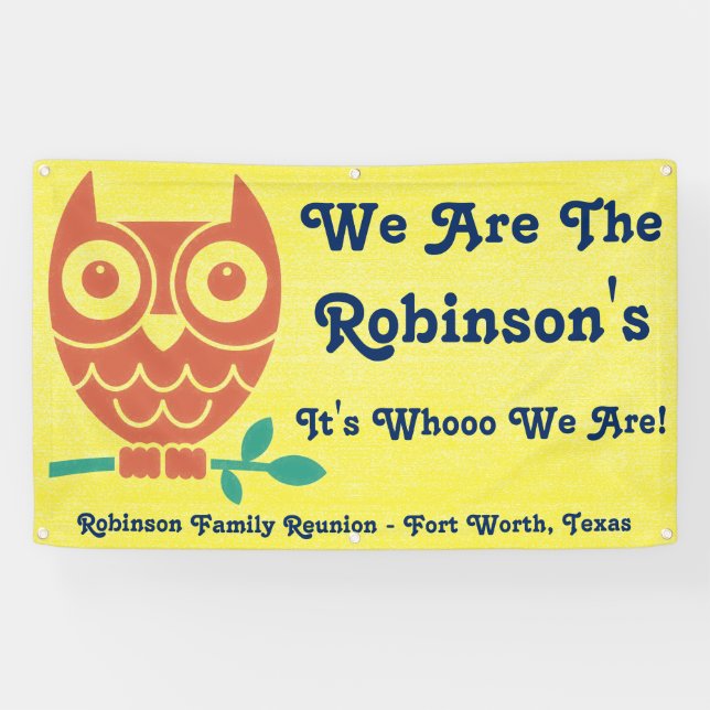 Familien-freundliche Eulen-Fahne Banner (Horizontal)