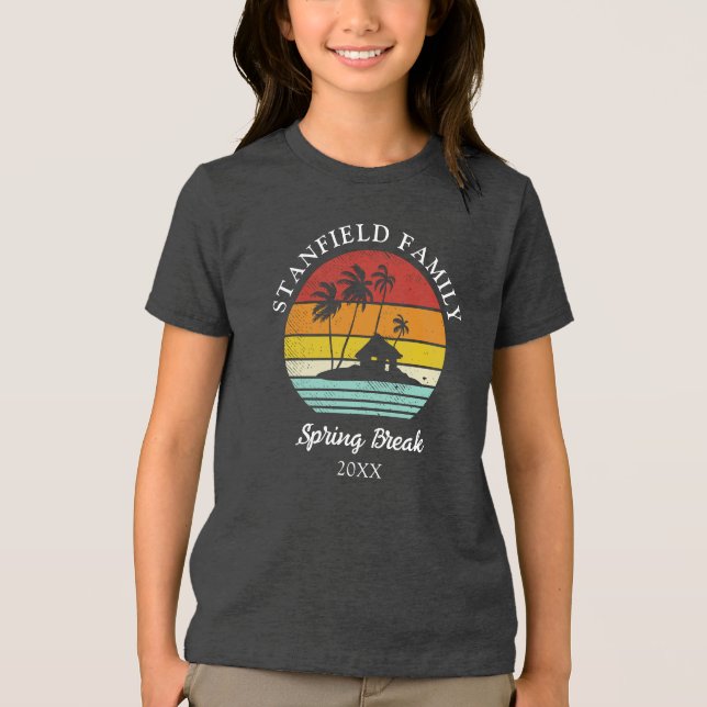 Familien Frühling Break Beach Palmen Matching Tri-Blend Shirt (Vorderseite)