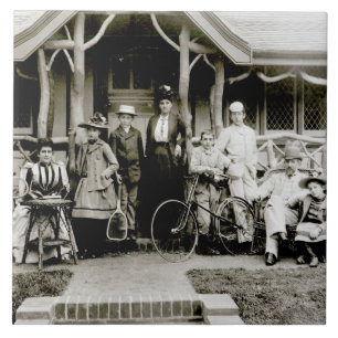 Familien-Gruppe, c.1900 (b/w Foto) Fliese