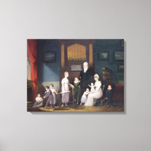 Familien-Gruppe in einem Innenraum, c.1800 Leinwanddruck