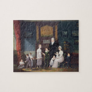 Familien-Gruppe in einem Innenraum, c.1800 Puzzle