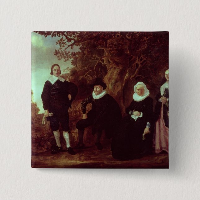 Familien-Gruppe in einer Landschaft Button (Vorderseite)
