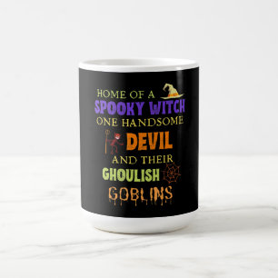 Familien-Halloween-Zitat mit Hexe Teufel Spinne Kaffeetasse