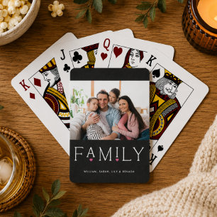 Familien-Herz-Typografie Schwarzes Foto Spielkarten