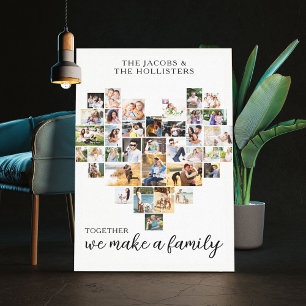 Familien-Herzförmige 36-Foto-Collage Leinwanddruck