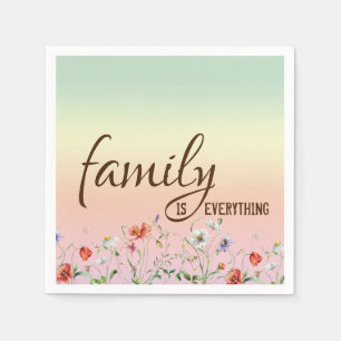 Familien-Inspirationszitat mit Wildblumen Serviette