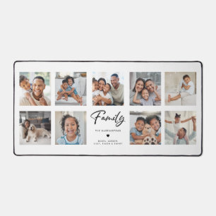 Familien-Kalligrafie 9er Foto-Collage personalis Schreibtischunterlage