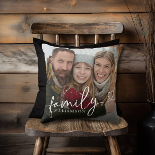 Familien-Kalligrafie-Herz-Schrift-Typografie-Foto Kissen