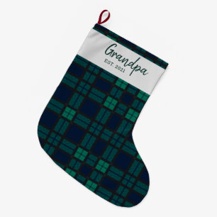 Familien-Karotuch Schriftzug Black Watch Tartan Großer Weihnachtsstrumpf