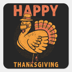 Familien-Kinder-Passende glückliche Thanksgiving-P Quadratischer Aufkleber