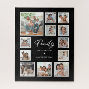 Familien-Mehrfach-Fotocollage-Raster   Schwarzer H Puzzle