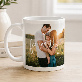 Familien mit 2 Fotos | Moderne Kalligraphie Herzli Kaffeetasse