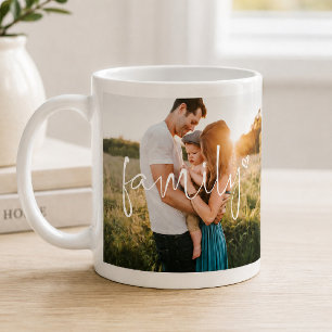 Familien mit 2 Fotos   Moderne Kalligraphie Herzli Kaffeetasse