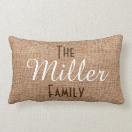 Familien-Monogramm mit rustikalem Leinwand-Effekt Lendenkissen
