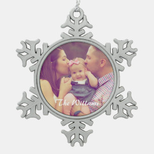 Familien-Porträt Schneeflocken Zinn-Ornament