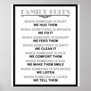 Familien-Regeln Druck oder Plakat