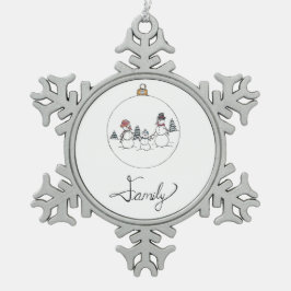 Familien-Schneemann-Ornament  Schneeflocken Zinn-Ornament