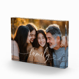 Familien-Script Herz Foto Acrylblock