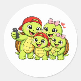 Familien-Selfie Runder Aufkleber
