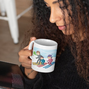 Familien-Ski-Winter-Schneeszene Kaffeetasse