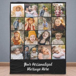 Familien-Text Moderner Individueller 16-Foto-Colla Fleecedecke