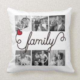 Familien-Typografie-Kunst-rote Herz Instagram Kissen