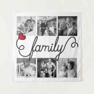 Familien Typografie Kunst Rotes Herz Instagram Fot Wandteppich