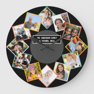 Familien- und Freundeskollage Mehrfach-Fotogalerie Große Wanduhr