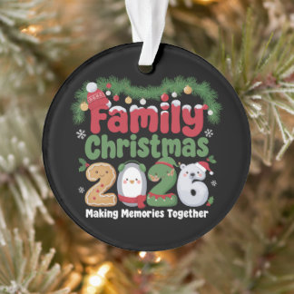 Familien-Weihnachten 2026 passender Pinguin Eisbär Ornament