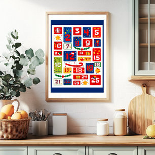 Familien-Weihnachts-Countdown-Weihnachts-Adventska Poster