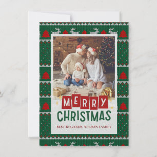 Familien-Weihnachts-Fotokarte mit gestricktem Pull Feiertagskarte