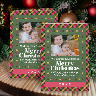 Familien-Weihnachts-Karo-Foto-Feiertags-Postkarte Karte