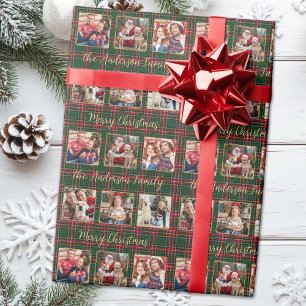 Familien-Weihnachts-Plaid Gold individuell 6-Foto- Geschenkpapier