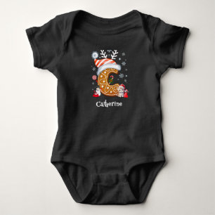 Familien-Weihnachts-Santa-Lebkuchen-Buchstabe-C-Mä Baby Strampler