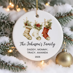 Familien-Weihnachts-Wasserfarbe-Socken Keramik Ornament