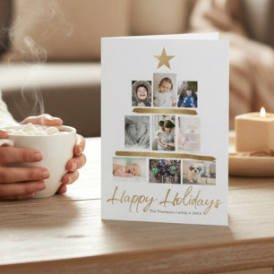 Familien-Weihnachtsbaum-Foto-Collage Jahresrückbli Feiertagskarte