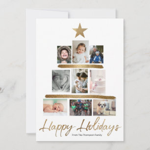 Familien-Weihnachtsbaum-Foto-Collage Jahresrückbli Feiertagskarte