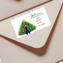 Familien-Weihnachtsbaum-Pfau-Versand Adressaufkleber