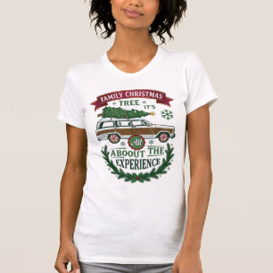 Familien-Weihnachtsbaum-Station-Wagen-Kiefer-Kranz T-Shirt