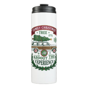 Familien-Weihnachtsbaum-Station-Wagen-Kiefer-Kranz Thermosbecher