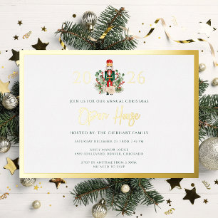 Familien-Weihnachtsfeier Open House Party Gold Folieneinladung